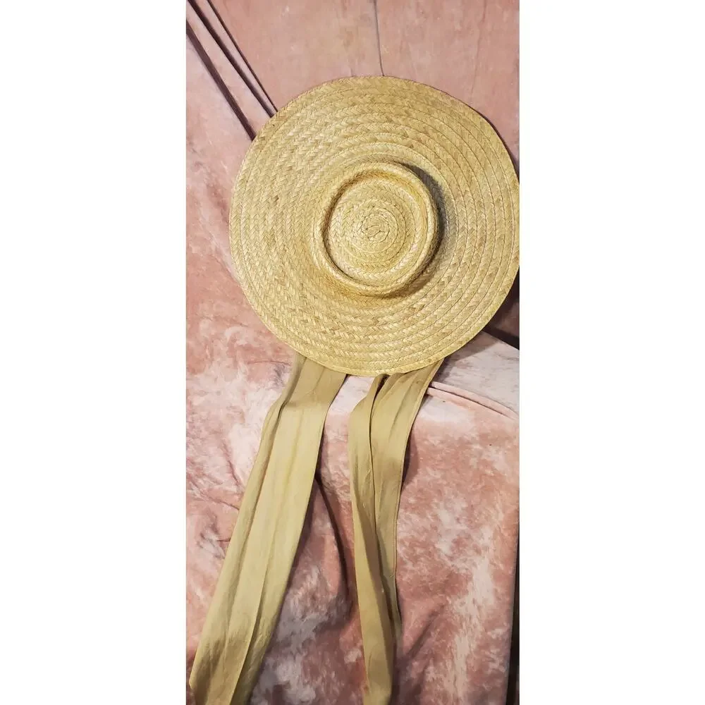 1950s Vintage Wide Brim Straw Beach Garden Hat Happy Capper Field Co. LA Taupe